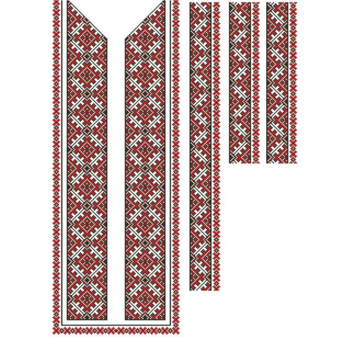 ВЧ044кБнннн Вставка для чоловічої сорочки, атлас-коттон, біла. Барвиста вишиванка. Заготовка для вишивки бісером