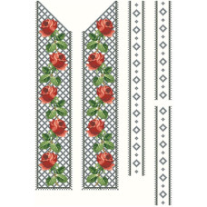 ВЧ049кБнннн Вставка для чоловічої сорочки, атлас-коттон, біла. Барвиста вишиванка. Заготовка для вишивки бісером