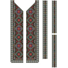 ВЧ052кБнннн Вставка для чоловічої сорочки, атлас-коттон, біла. Барвиста вишиванка. Заготовка для вишивки бісером