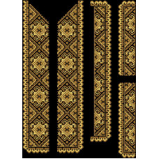 ВЧ001шЧнннн Барвиста вишиванка Заготовка для вишивки - Вставка до чоловічої сорочки р.38–54, шовк, чорний