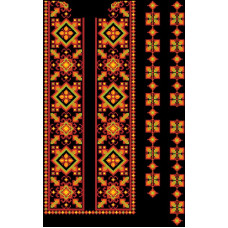 ВЧ092шЧнннн Барвиста вишиванка Заготовка для вишивки - Вставка до чоловічої сорочки р.38–54, шовк, чорний