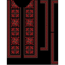 ВЧ026кЧнннн Вставка для чоловічої сорочки, атлас-коттон, чорний. Барвиста вишиванка. Заготовка для вишивки бісером