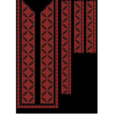ВЧ044кЧнннн Вставка для чоловічої сорочки, атлас-коттон, чорний. Барвиста вишиванка. Заготовка для вишивки бісером