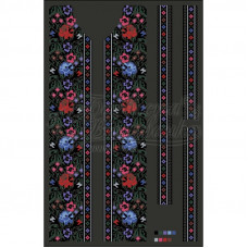 ВЧ064кЧнннн Вставка для чоловічої сорочки, атлас-коттон, чорний. Барвиста вишиванка. Заготовка для вишивки бісером