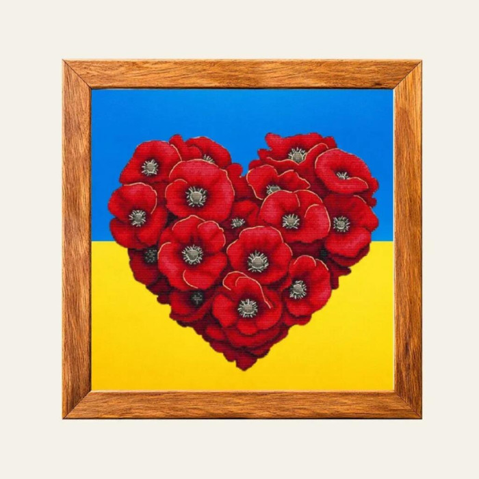 VD_SA_001 Voloshka Набір для вишивки рахунковим хрестиком - Квіткове серце 24x21 см, на Aida 16 (канва з фоном) VD_SA_001 Voloshka Набір для вишивки рахунковим хрестиком - Квіткове серце 24x21 см, на Aida 16 (канва з фоном)