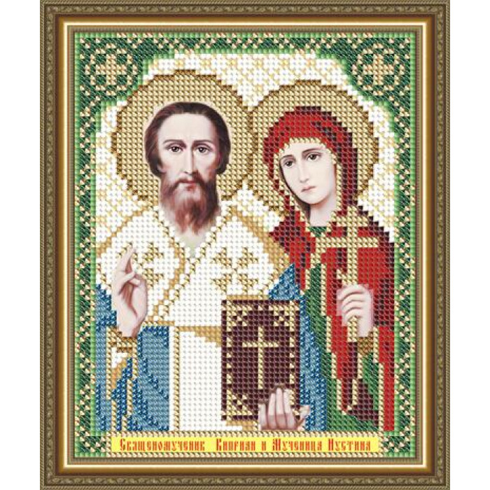 VIA5176 Святі Мученики Кіпріан і Устина. ArtSolo. Схема на тканині для вишивання бісером