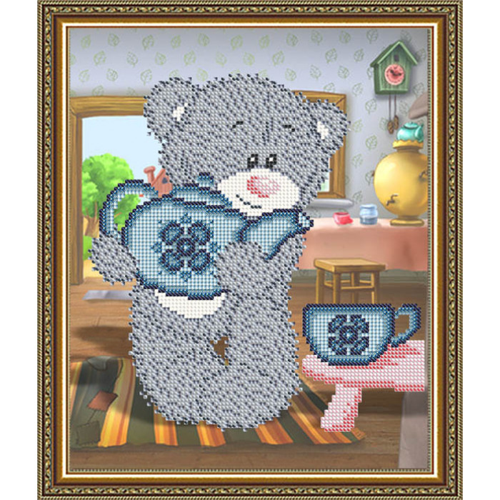 VKA4411 Ведмедик з чайником. ArtSolo. Схема на тканині для вишивання бісером