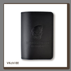 VKch1EE Babylon Обкладинка для військового квитка Череп ДШВ 10x14 см чорна, чисте тиснення, шкіра