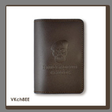 VKch8EE Babylon Обкладинка для військового квитка Череп ДШВ 10x14 см темно-коричнева, чисте тиснення, шкіра