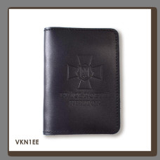 VKN1EE Babylon Обкладинка для військового квитка з емблемою НГУ 10x14 см чорна, чисте тиснення, шкіра