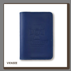 VKN5EE Babylon Обкладинка для військового квитка з емблемою НГУ 10x14 см синя, чисте тиснення, шкіра