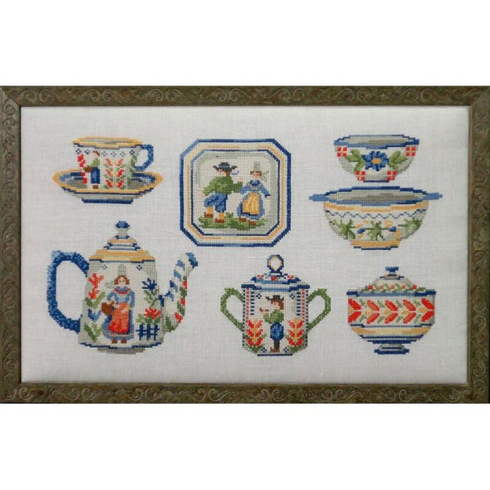 VL06-C Lucas Creations Схема для вишивки рахунковим хрестиком - Старовинний посуд Vaisselle vieux-Quimper 34x19 см, папір