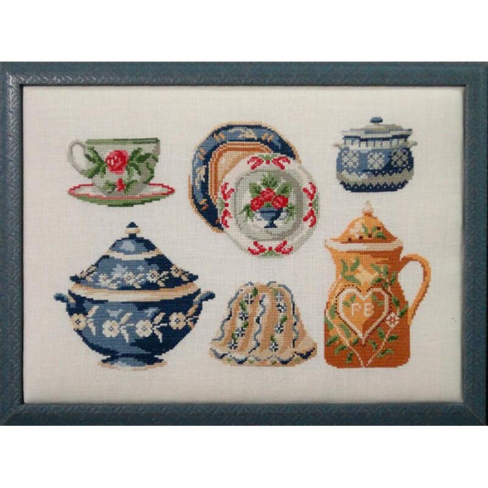 VL08-C Lucas Creations Схема для вишивки рахунковим хрестиком - Посуд із Ельзасу Vaisselles d'Alsace 33x21 см, папір