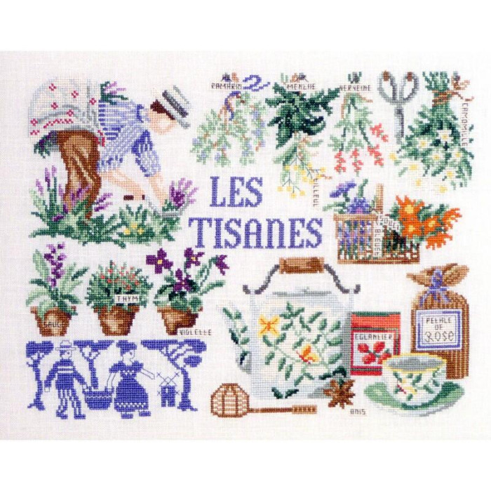 VL09-C Lucas Creations Схема для вишивки рахунковим хрестиком - Трав'яний чай Les tisanes 32x24 см, папір