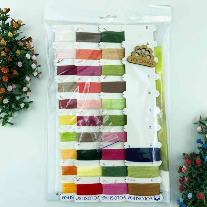 VMC_1011 Voloshka Набір для вишивки рахунковим хрестиком - Мальви 25x32 см, Aida 16 (канва з фоном)