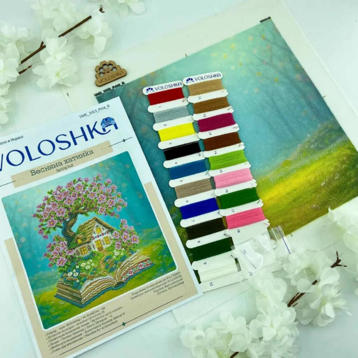 VMC_1013_R Voloshka Набір для вишивки рахунковим хрестиком - Весняна хатинка 20x25см, Рівномірка 32 ct