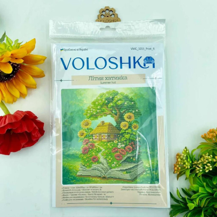 VMC_1015 Voloshka Набір для вишивки рахунковим хрестиком - Літня хатинка 20x26 см, Aida 16 (канва з фоном)