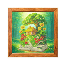 VMC_1015_R Voloshka Набір для вишивки рахунковим хрестиком - Літня хатинка 20x26 см, рівномірка 32 ct (канва з фоном)