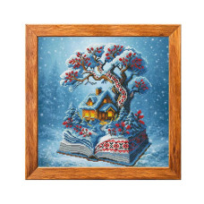 VMC_1016_A Voloshka Набір для вишивки рахунковим хрестиком - Зимова хатинка 20x26см, Aida 16 (канва з фоном)