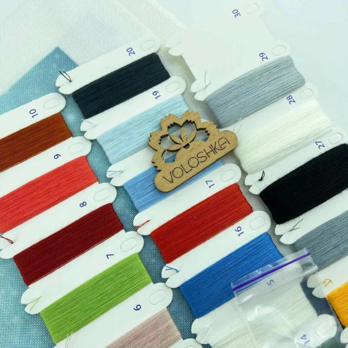 VMC_1017_R Voloshka Набір для вишивки рахунковим хрестиком - Гуси колядники 27,5x27,5 см, рівномірка 32 ct (канва з фоном)