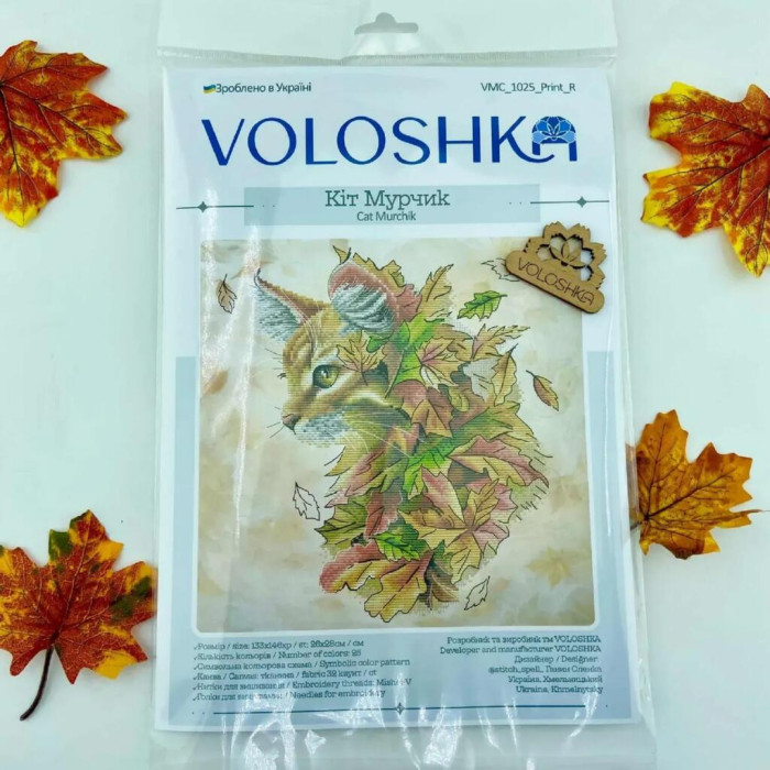 VMC_1025 Voloshka Набір для вишивки рахунковим хрестиком - Кіт Мурчик 28x26 см, Aida 16 (канва з фоном)