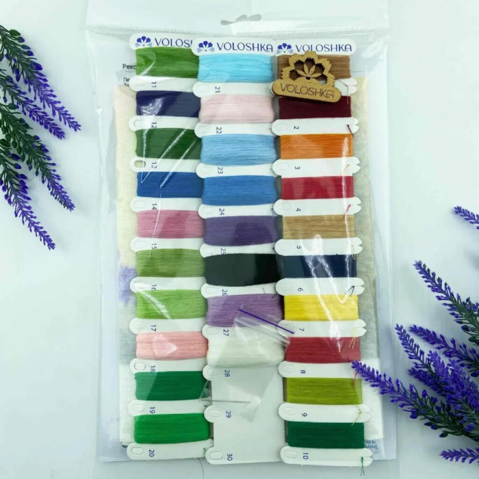 VMC_1027 Voloshka Набір для вишивки рахунковим хрестиком - Іриси 33x33 см, Aida 16 (канва з фоном)