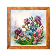 VMC_1027_R Voloshka Набір для вишивки рахунковим хрестиком - Іриси 33x33 см, рівномірка 32 ct (канва з фоном)