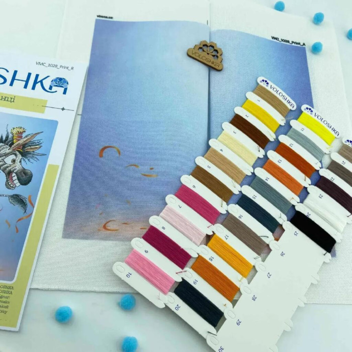 VMC_1028_R Voloshka Набір для вишивки рахунковим хрестиком - Зебра в танці 33x33 см, рівномірка 32 ct (канва з фоном)