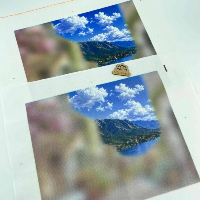 VMC_1036_Print Voloshka Набір для вишивки рахунковим хрестиком - Квітуча вулиця над морем 33,3x22,6 см, Aida 16 (канва з фоном)
