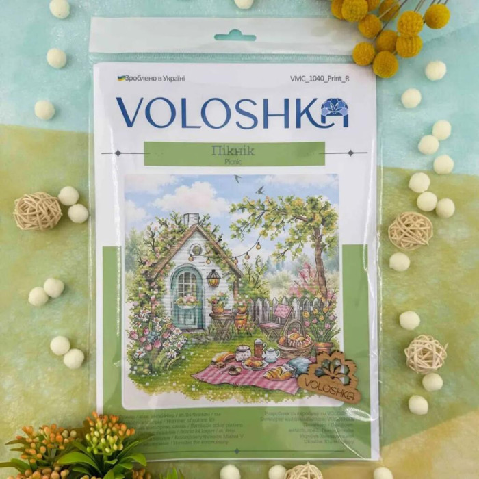 VMC_1040_Print_R Voloshka Набір для вишивки рахунковим хрестиком - Пікнік 24,6x24 см, рівномірка 32 ct (канва з фоном)