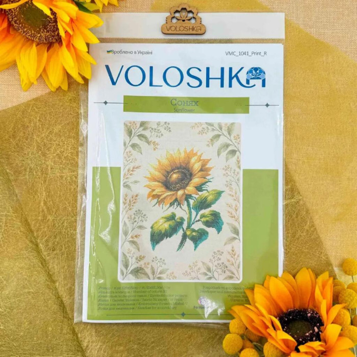 VMC_1041_Print_A Voloshka Набір для вишивки рахунковим хрестиком - Сонях 21x26,5 см, Aida 16 (канва з фоном)