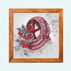 VMC_202515_MV_A Voloshka Набір для вишивки рахунковим хрестиком - Мотанка з калиною 16x20 см, Aida 16 (канва з фоном)