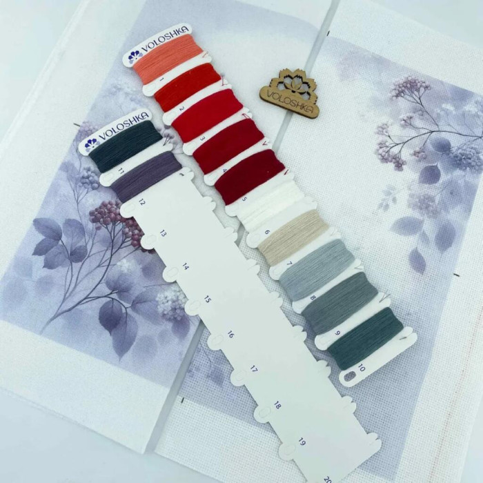 VMC_202515_MV_R Voloshka Набір для вишивки рахунковим хрестиком - Мотанка з калиною 16x20 см, рівномірка 32 ct (канва з фоном)