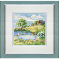 VN-269 Olanta Набір для вишивки рахунковим хрестиком - Літо в селі 2 13x13 см, Aida 16