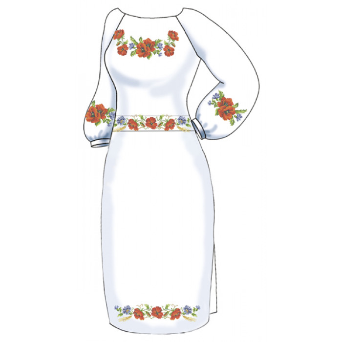 ВПЖ-47 Бд Жіноче плаття, домоткане полотно (білий). Княгиня Ольга. Заготовка для вишивки бісером