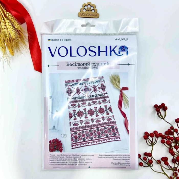 VRM_002_R Voloshka Набір для вишивки рахунковим хрестиком, бісером та бусинами - Рушник весільний 37x220 см (рівномірка 32 ct) VRM_002_R Voloshka Набір для вишивки рахунковим хрестиком, бісером та бусинами - Рушник весільний 37x220 см (рівномірка 32 ct)
