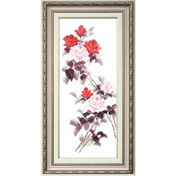 ВТ-053 Етюд з червоними трояндами. 15x37 см. Crystal Art. Набір для вишивки хрестиком на Aida 14