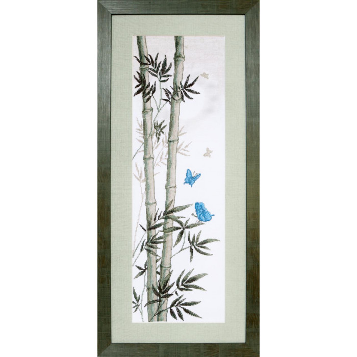 ВТ-074 Метелики в стеблах бамбука. 19x60 см. Crystal Art. Набір для вишивки хрестиком на Aida 14