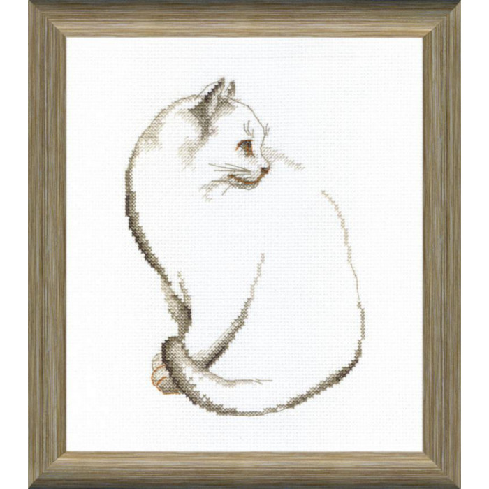ВТ-095 Сірий котик. 19х22 см. Crystal Art. Набір для вишивки хрестиком на Aida 14