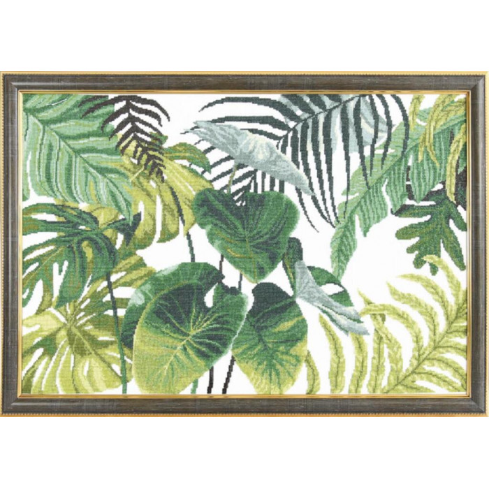 ВТ-228 Тропічні листя. 56x37,5 см. Crystal Art. Набір для вишивки хрестиком на Aida 14