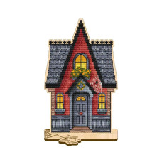VW_008 Voloshka Набір для вишивки рахунковим хрестиком по дереву - Іграшка Будинок на Хелловін 12x18 см