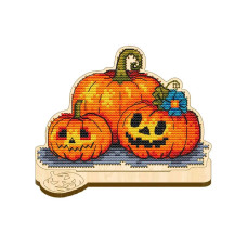 VW_011 Voloshka Набір для вишивки рахунковим хрестиком по дереву - Іграшка Гарбузи Хелловін 11,6x8 см