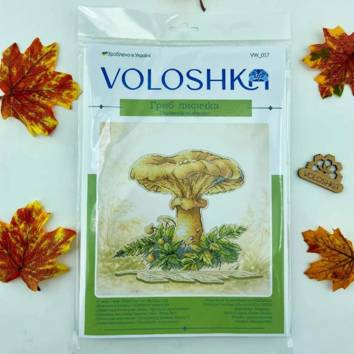 VW_017 Voloshka Набір для вишивки рахунковим хрестиком по дереву - Гриб лисичка, 17x18 см