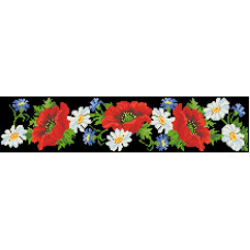 ВЖ001пЧнннн Барвиста вишиванка Заготовка для вишивки - Вставка для жіночої вишиванки  Маки, ромашки, волошки р.42-54 габардин, чорний