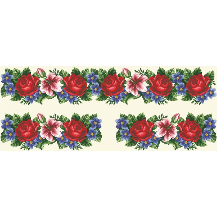 ВЖ003аМнннн Барвиста вишиванка Заготовка для вишивки - Вставка для жіночої вишиванки Лілеї, троянди, незабудки р.42-54 атлас, бежевий