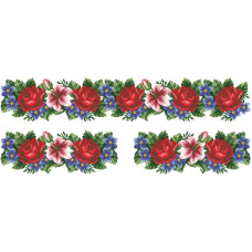 ВЖ003шБнннн Барвиста вишиванка Заготовка для вишивки - Вставка для жіночої вишиванки Лілеї, троянди, незабудки р.42-54 шовк, білий