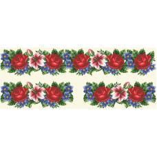 ВЖ003шМнннн Барвиста вишиванка Заготовка для вишивки - Вставка для жіночої вишиванки Лілеї, троянди, незабудки р.42-54 шовк, бежевий