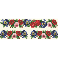 ВЖ004аМнннн Барвиста вишиванка Заготовка для вишивки - Вставка для жіночої вишиванки Троянди, братки, мальви р.42-54 атлас, бежевий