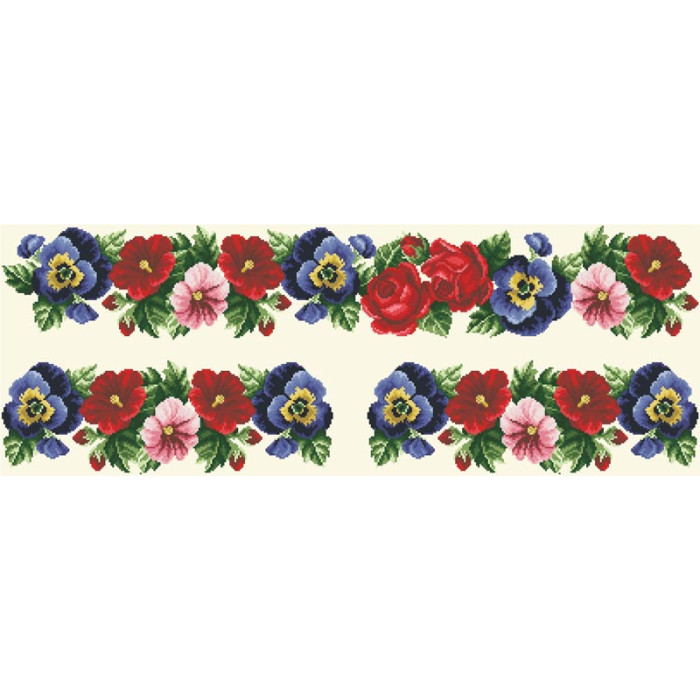 ВЖ004аМнннн Барвиста вишиванка Заготовка для вишивки - Вставка для жіночої вишиванки Троянди, братки, мальви р.42-54 атлас, бежевий