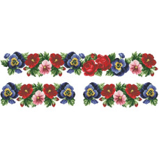 ВЖ004пБнннн Барвиста вишиванка Заготовка для вишивки - Вставка для жіночої вишиванки Троянди, братки, мальви  р.42-54 габардин, білий